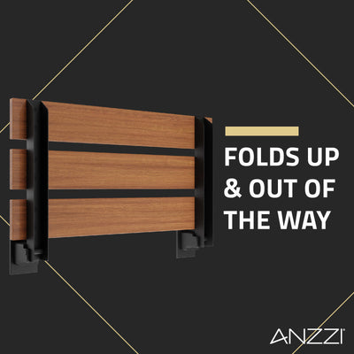 ANZZI Bohemian 18.7 in. Teak Wall Mounted Folding Shower Seat AC-AZ202