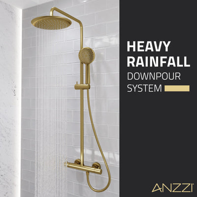 ANZZI Heavy Rainfall Stainless Steel Shower Bar with Hand Sprayer SH-AZ101MB