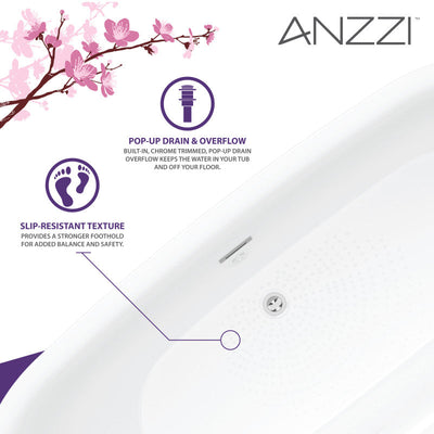 ANZZI Britt 59 in. Acrylic Flatbottom Freestanding Bathtub FT-AZ411-59