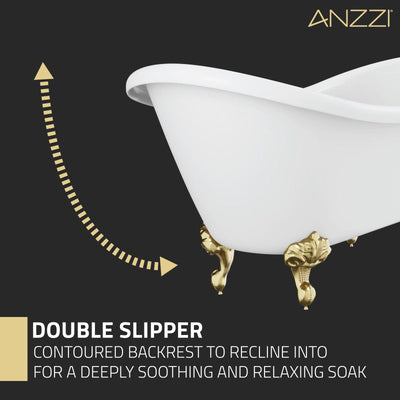 ANZZI Falco 5.8 ft. Claw Foot One Piece Acrylic Freestanding Soaking Bathtub FT-AZ132BG