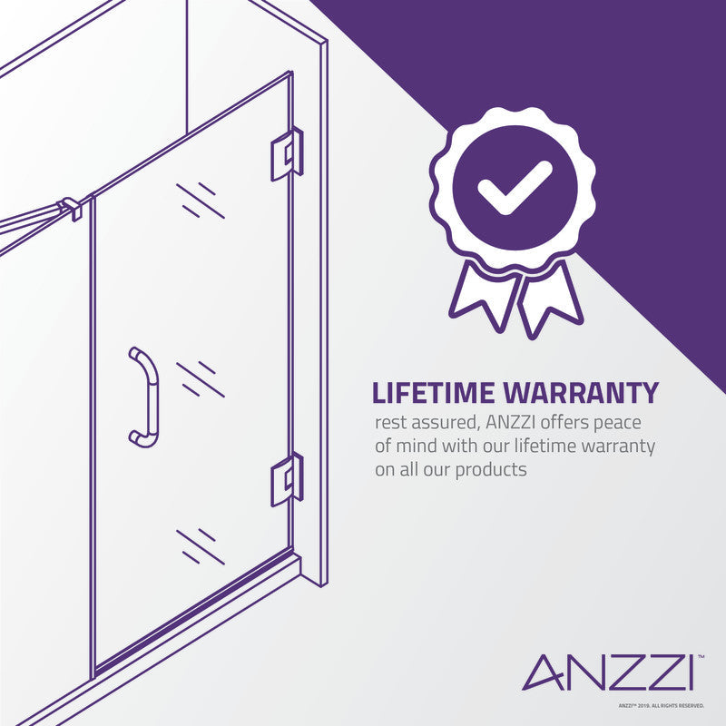 ANZZI Galleon 48 in. x 58 in. Frameless Tub Door with TSUNAMI GUARD SD-AZ054-01CH