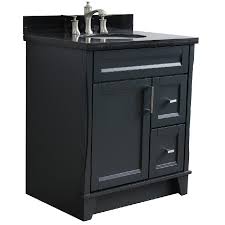 Bellaterra 31" Single vanity in Gray Ash finish with Black Galaxy top and oval sink 400101-GYA-BGO