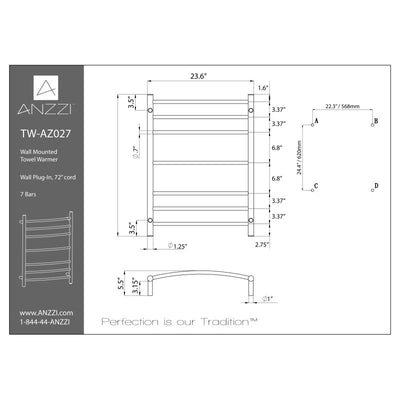 Gown 7-Bar Stainless Steel Wall Mounted Towel Warmer in Oil Rubbed Bronze TW-AZ027ORB