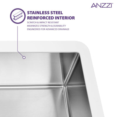 ANZZI Nepal Series Farmhouse Solid Surface 33 in. 0-Hole Single Bowl Kitchen Sink with Stainless Steel Interior K-AZ270-A1