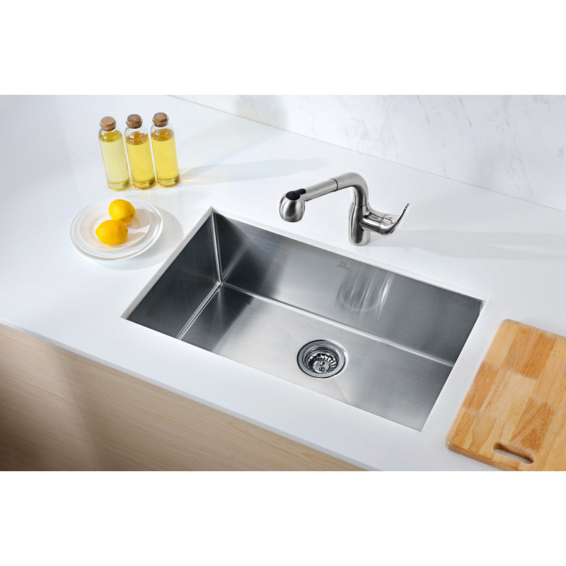 ANZZI Vanguard Undermount Stainless Steel 30 in. 0-Hole Single Bowl Kitchen Sink in Brushed Satin K-AZ3018-1A