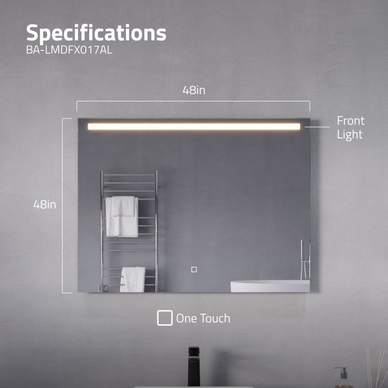 ANZZI 24-in. x 32-in. LED Front/ Bottom Lighting Bathroom Mirror with Defogger BA-LMDFX017AL