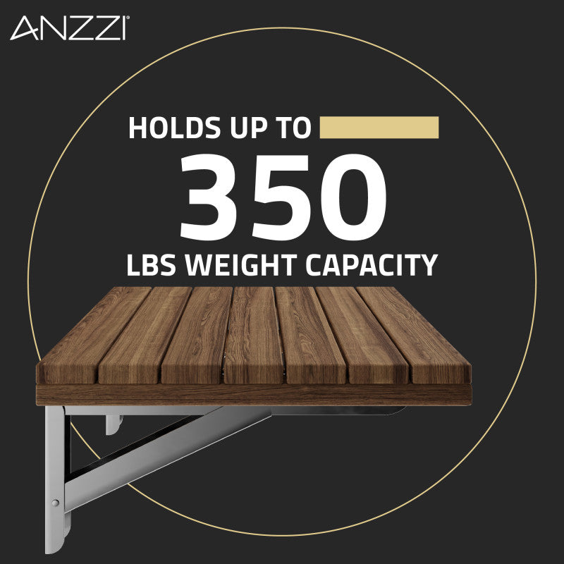 ANZZI Goreme 16.93 in. Teak Wall Mounted Folding Shower Seat AC-AZ204