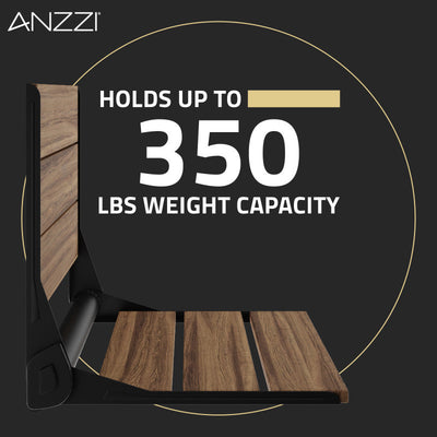 ANZZI Saxon 17 in. Teak Wall Mounted Folding Shower Seat AC-AZ203