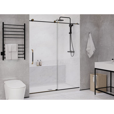 ANZZI Madam Series 60 in. by 76 in. Frameless Sliding Shower Door with Handle SD-AZ13-02MB