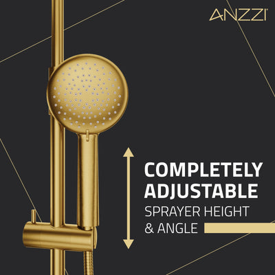 ANZZI Heavy Rainfall Stainless Steel Shower Bar with Hand Sprayer SH-AZ101MB