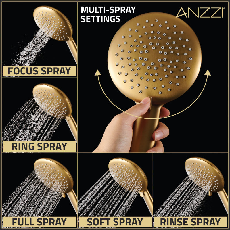 ANZZI Heavy Rainfall Stainless Steel Shower Bar with Hand Sprayer SH-AZ101MB