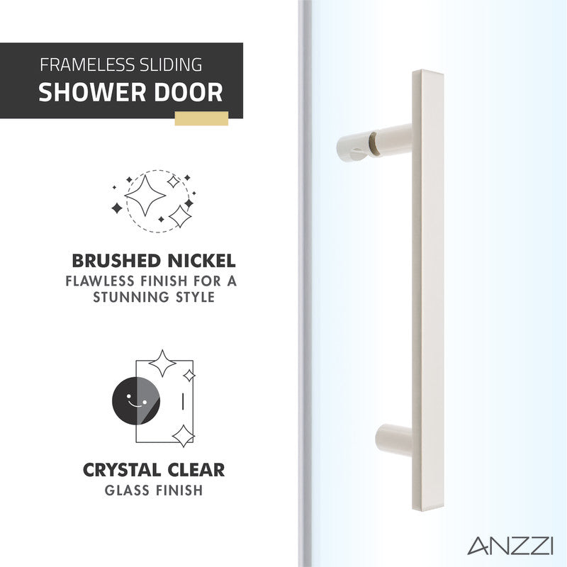 ANZZI Longboat Series 60 in. x 76 in. Semi-Frameless Shower Door with TSUNAMI GUARD SD-AZ055-01BN