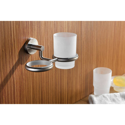 Caster Series 7.36 in. Double Toothbrush Holder in Brushed Nickel AC-AZ002BN