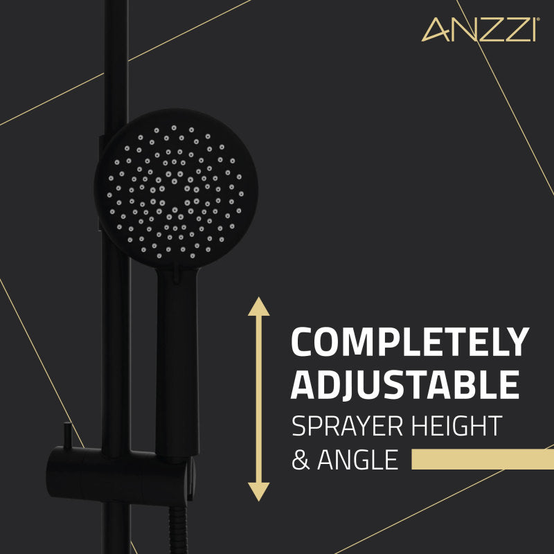 ANZZI Heavy Rainfall Stainless Steel Shower Bar with Hand Sprayer SH-AZ101MB