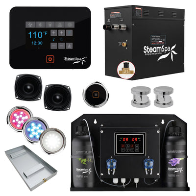 Black Series WiFi and Bluetooth 10.5kW QuickStart Steam Bath Generator Package with Dual Aroma Pump in Polished Chrome BKT1050CH-ADP