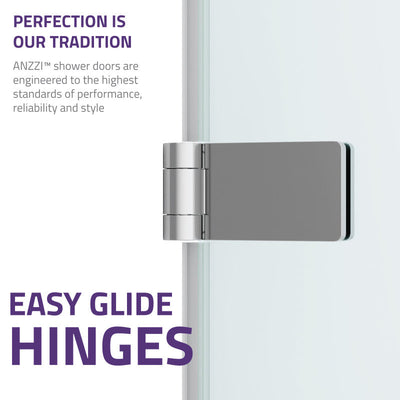 ANZZI Grand Series 31.5 in. by 56 in. Frameless Hinged Tub Door SD-AZ10-01MB