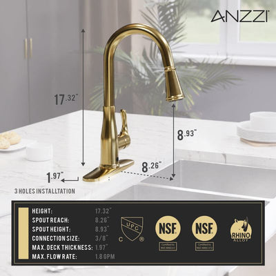 ANZZI Sifo Hands Free Touchless 1-Handle Pull-Down Sprayer Kitchen Faucet with Motion Sense and Fan Sprayer KF-AZ301SS