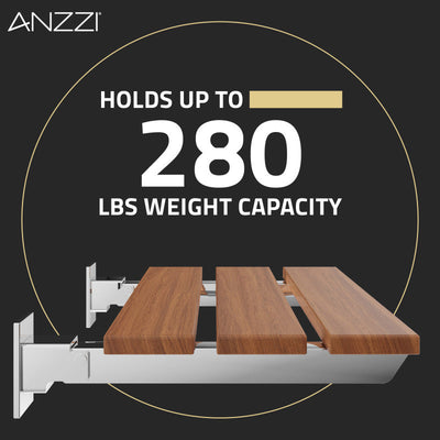 ANZZI Bohemian 18.7 in. Teak Wall Mounted Folding Shower Seat AC-AZ202