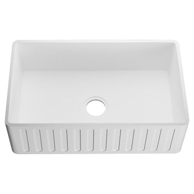 K-AZ225-1A - ANZZI Roine Farmhouse Reversible Apron Front Solid Surface 30 in. Single Basin Kitchen Sink in White