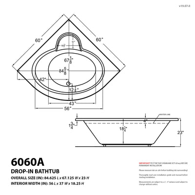 Atlantis Whirlpools Alexandria 60 x 60 Corner Air Jetted Bathtub 6060AAL