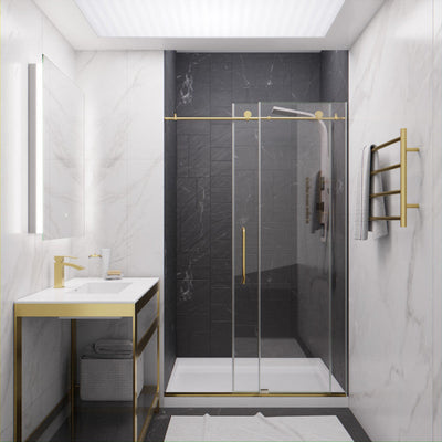 ANZZI Leon Series 48 in. by 76 in. Frameless Sliding Shower Door with Handle SD-AZ8077-01CH