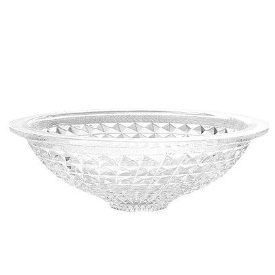 ANZZI Diamante Round Clear Glass Vessel Bathroom Sink with Faceted Pattern LS-AZ904