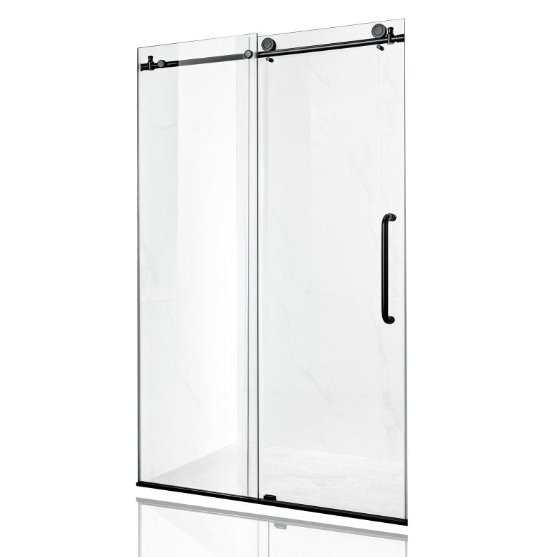 Madam Series 60 in. by 76 in. Frameless Sliding Shower Door in Matte Black with Handle SD-AZ13-02MB