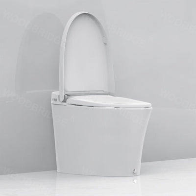 WoodBridge BW5100S White One Piece Modern,Slim, Tankless and High Efficiency Toilet With Battery Operated Auto Flushing