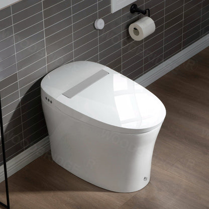 WoodBridge BW5100S White One Piece Modern,Slim, Tankless and High Efficiency Toilet With Battery Operated Auto Flushing