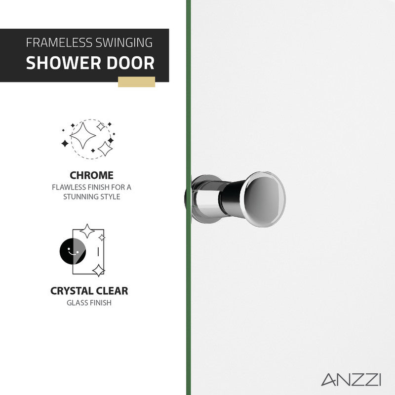 ANZZI Romance 72-in. x 33.5-in. Frameless Swinging Shower Door SD-AZ14-01MB