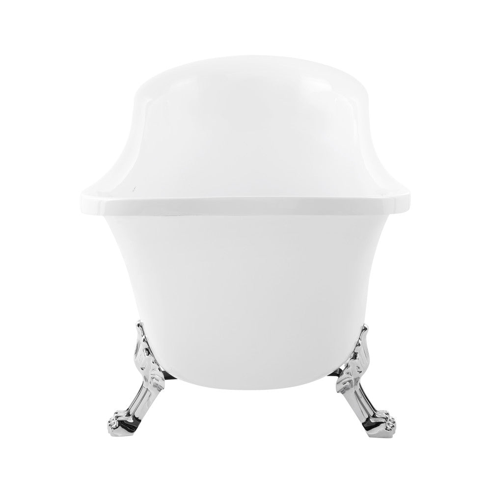 Swiss Madison Cache Single Slipper, Clawfoot Soaking Acrylic Bathtub, Chrome Clawfoot SM-FB585CC