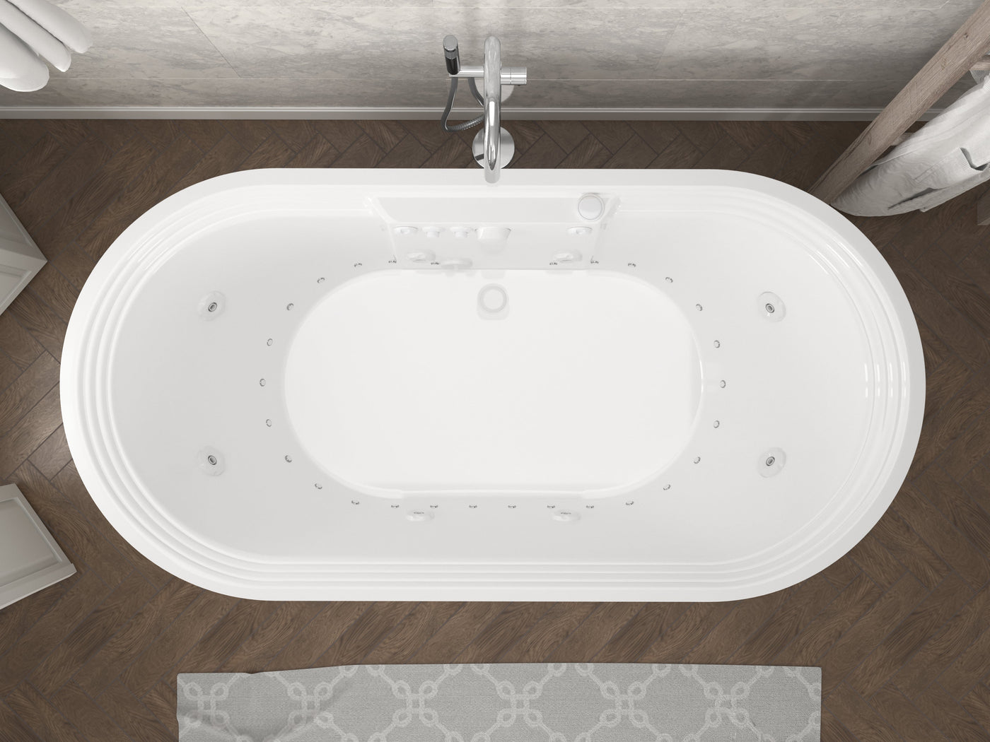 Atlantis Whirlpools Royale 34 x 67 Oval Freestanding Air & Whirlpool Water Jetted Bathtub 3467RD