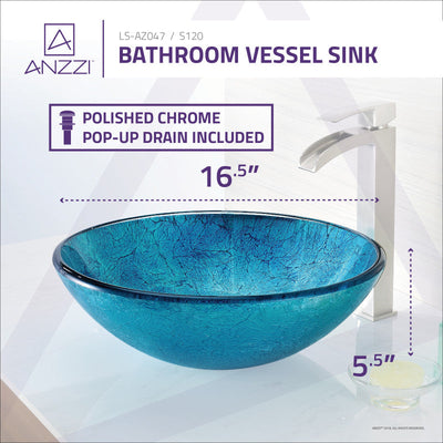 ANZZI Accent Series Deco-Glass Vessel Sink in Blue Ice LS-AZ047