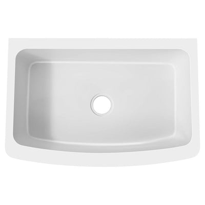 ANZZI Mesa Series Farmhouse Solid Surface 33 in. 0-Hole Single Bowl Kitchen Sink with 1 Strainer K-AZ272-A1