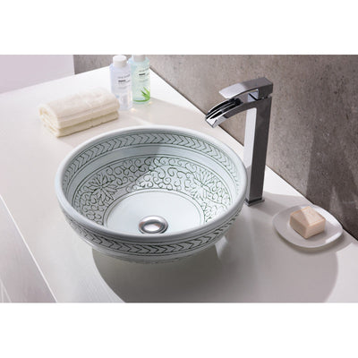 ANZZI Cadence Series Vessel Sink in D??cor White LS-AZ185