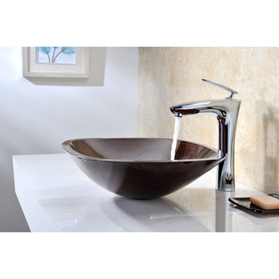 ANZZI Cansa Series Deco-Glass Vessel Sink in Rich Timber LS-AZ066