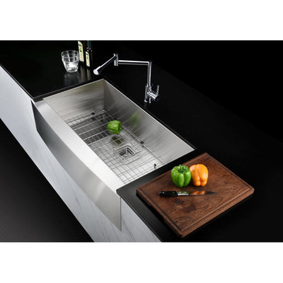 ANZZI Elysian Farmhouse Stainless Steel 36 in. Single Bowl Kitchen Sink in Brushed Satin K-AZ3620-1AS