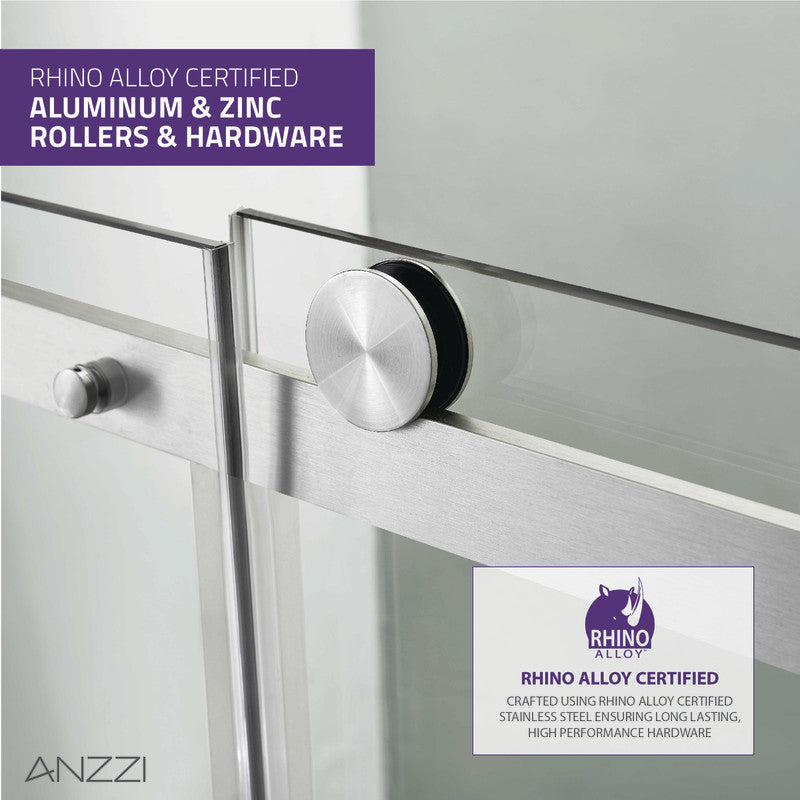 ANZZI Rhodes Series 48 in. x 76 in. Frameless Sliding Shower Door with Handle SD-FRLS05701BN