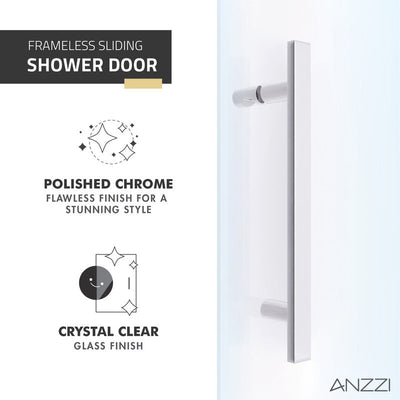 ANZZI Longboat Series 60 in. x 76 in. Semi-Frameless Shower Door with TSUNAMI GUARD SD-AZ055-01BN