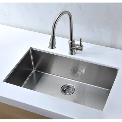 ANZZI Vanguard Undermount Stainless Steel 32 in. 0-Hole Single Bowl Kitchen Sink in Brushed Satin K-AZ3219-1A