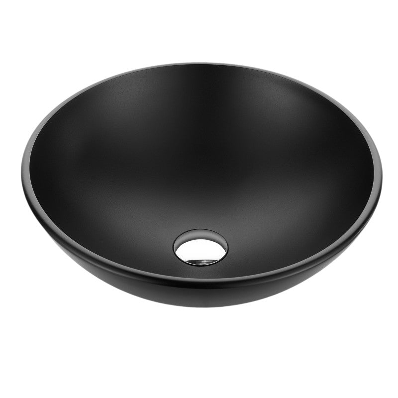 ANZZI Amalfi Round Glass Vessel Bathroom Sink with Matte Black Finish LS-AZ905MB