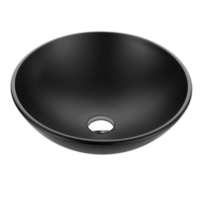 ANZZI Amalfi Round Glass Vessel Bathroom Sink with Matte Black Finish LS-AZ905MB