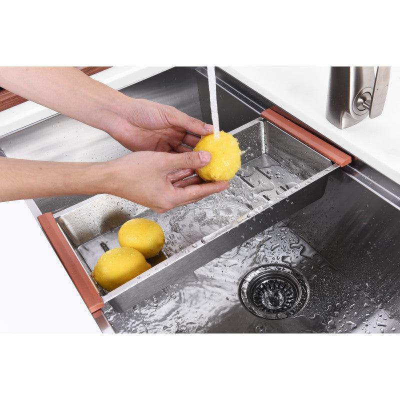 ANZZI Aegis Undermount Stainless Steel 30 in. 0-Hole Single Bowl Kitchen Sink with Cutting Board and Colander K-AZ3018-1Ac