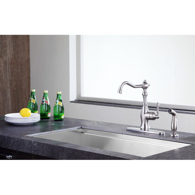 Highland Single-Handle Standard Kitchen Faucet with Side Sprayer in Brushed Nickel KF-AZ224BN