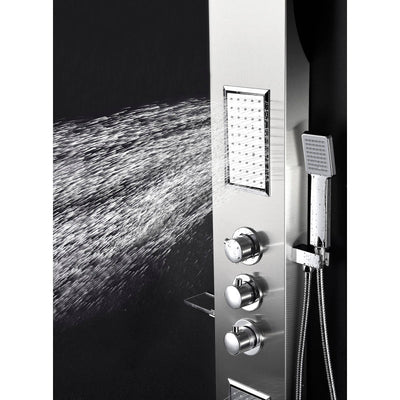 ANZZI Field 58 in. Full Body Shower Panel with Heavy Rain Shower and Spray Wand in Brushed Steel SP-AZ042