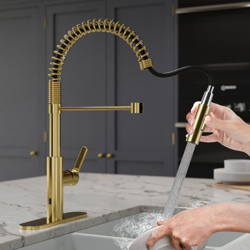 ANZZI Ola Hands Free Touchless 1-Handle Pull-Down Sprayer Kitchen Faucet with Motion Sense and Fan Sprayer KF-AZ303BN