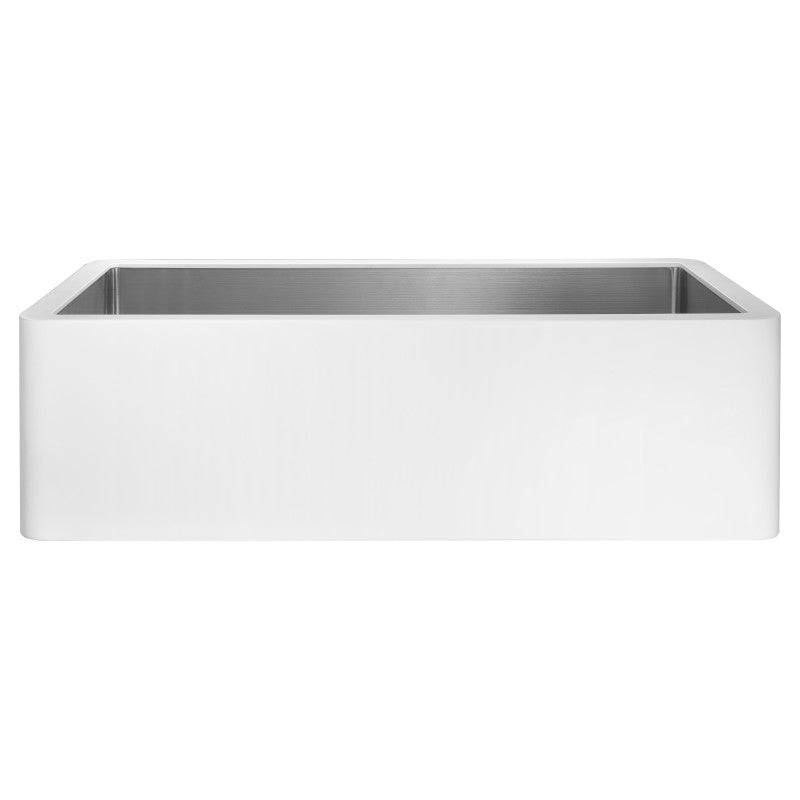 ANZZI Apollo Series Farmhouse Solid Surface 36 in. 0-Hole Single Bowl Kitchen Sink with Stainless Steel Interior K-AZ271-A1