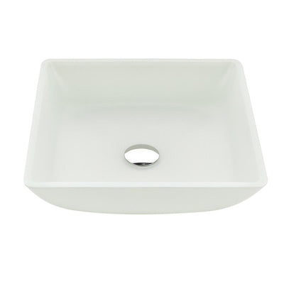 LS-AZ912 - ANZZI Solstice Square Glass Vessel Bathroom Sink with White Finish