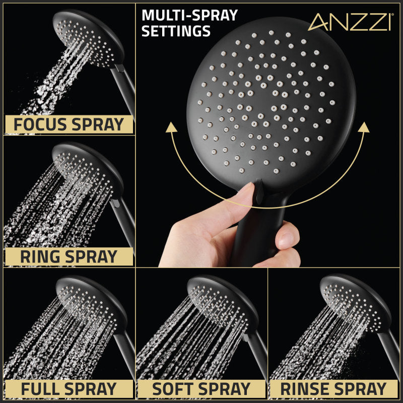 ANZZI Heavy Rainfall Stainless Steel Shower Bar with Hand Sprayer SH-AZ101MB