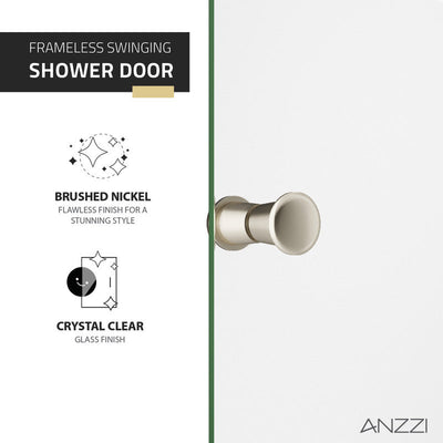 ANZZI Romance 72-in. x 33.5-in. Frameless Swinging Shower Door SD-AZ14-01MB